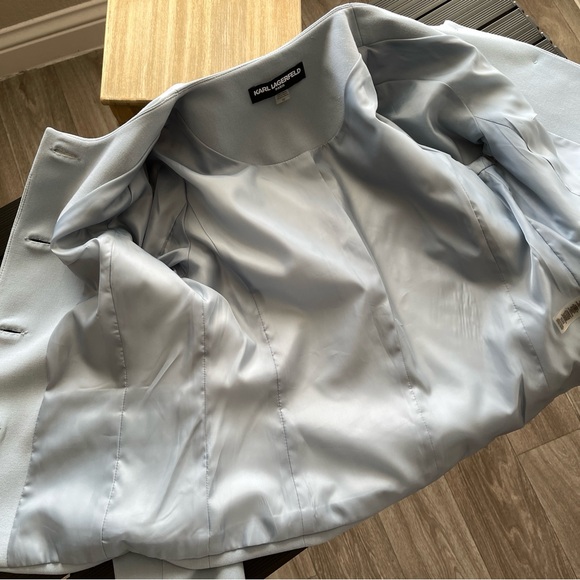 Karl Lagerfeld Paris Pantsuit Blazer Jacket 10 Light Blue - Picture 11 of 13